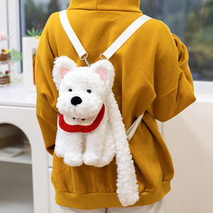 Sac à dos <span class=keywords><strong>en</strong></span> peluche Feiya West Highland Dog, jouet <span class=keywords><strong>en</strong></span> peluche, adorable chien <span class=keywords><strong>en</strong></span> peluche, sac à bandoulière, Saint-Valentin, polyester, coton PP - Product Image 1