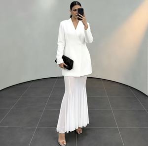 Elegante Conjunto de Blazer Formal <span class=keywords><strong>Azul</strong></span> <span class=keywords><strong>Pastel</strong></span> y Falda Sirena - Perfecto para Invitadas de Boda, Ropa de Oficina y Cenas - Product Image 3