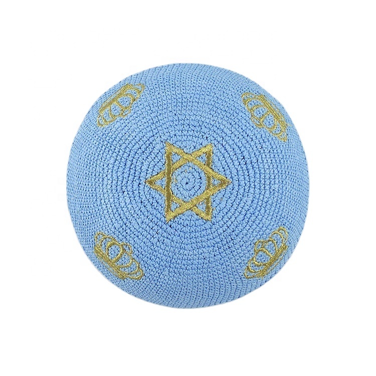 Топ kipot yarmulkas кроше kippot светло-голубой фон Kippah еврейский Кепка иdaic kipa с красивыми цветами
