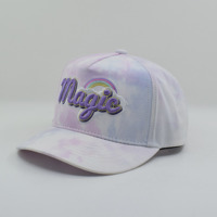 Casquette de baseball en coton pour enfants, personnalisable OEM/ODM avec logo, 5 panneaux structurés, tie-dye, broderie cœur arc-en-ciel mignon, vente en gros