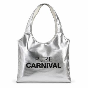 Sac fourre-tout en cuir PU argenté métallisé pour femmes, grande capacité, sac à main de shopping tendance, logo personnalisé, fournisseur OEM ODM - Product Image 6