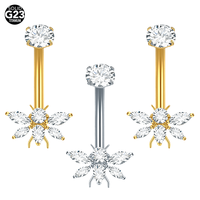AFTM F136 Titanium Punk Nombril Anneau Lunette Ensemble CZ Top Avec CZ Abeille Nombril Anneau Corps Piercing Bijoux