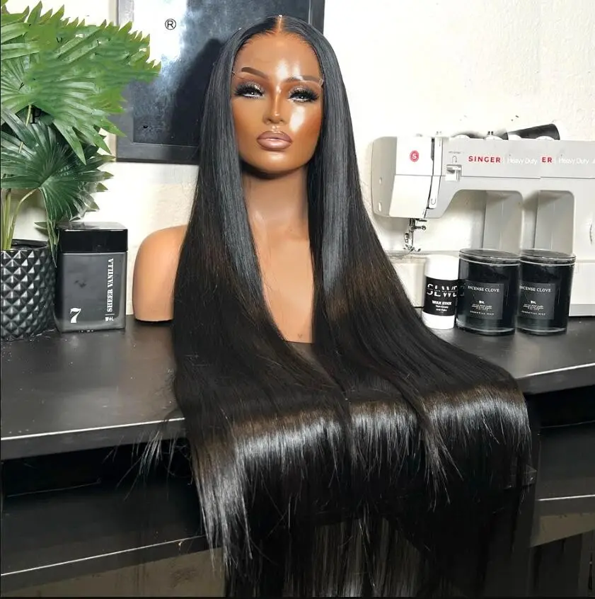 13X4 13X6 Transparent Swiss Lace Frontal Brésilien 10A 100% Perruques de Cheveux Humains pour Femmes Noires