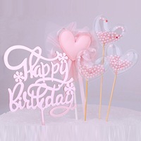 Meilleures ventes : 5 décorations de gâteau Princesse Rose, décorations Joyeux Anniversaire en forme de cœur et de perles pour l'anniversaire des filles