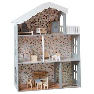 Villa nórdica Retro DIY Mini muebles de madera conjunto multipersona interactivo paraíso para niños actividad Casa de juguete casas de muñecas - Product Image 5