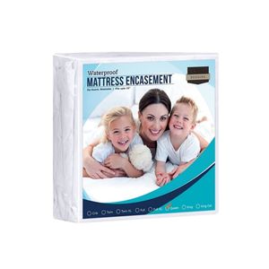 Lujosa alfombrilla de felpa impermeable para cama, Protector de colchón, cubierta impermeable 60 lisa de felpa, 100%, impermeable, color blanco, tejido de terciopelo - Product Image 1