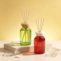 Flacon diffuseur de luxe 100ml 150ml 200ml 380ml, flacons diffuseurs en verre de forme ronde, flacons d'arômes avec bouchon en bois