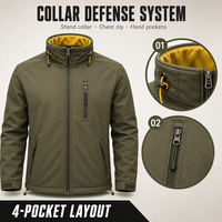 Veste Softshell d'hiver pour homme, col montant, multi-poches, coupe-vent, séchage rapide, respirante, vêtements de travail d'extérieur
