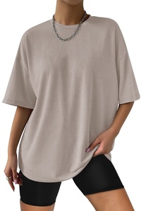 Tùy Chỉnh Thời Trang Dài Quá Khổ T-Shirt Phụ Nữ Phun In Ấn 60% Cotton 40% Polyester Phụ Nữ Baggy Áo Thun Với Nhãn Hiệu Riêng - Product Image 5