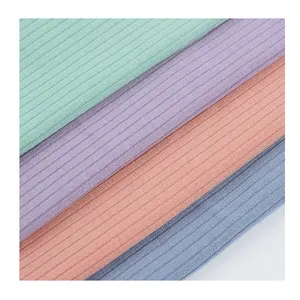 Heavy Polyester Cotton 1x1 Ribbed Cuff Fabric Spandex Fabric Weft Knitted Stretch T-shirt Cotton Jersey Fabric