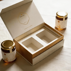 Boîte en carton rigide de luxe personnalisée avec logo imprimé, recyclable, pour aliments, <span class=keywords><strong>miel</strong></span>, caviar, confiture, sauce, emballage magnétique, cadeau - Product Image 1
