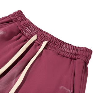 กางเกงวอร์มแนวสตรีทพร้อมเชือกซักสไตล์สตรีทสี<span class=keywords><strong>ไวน์</strong></span>แดงสำหรับผู้ชายโลโก้ตามสั่ง - Product Image 3