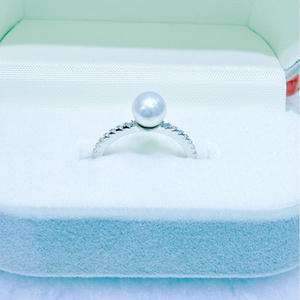 Bague en argent pur avec perle d'eau douce ronde de 6-7 mm, faite à la main à Zhuji, exquise, sans défaut, aurora, pour femmes - Product Image 4