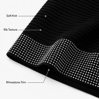 Robe en tricot noire pour femme avec ourlet contrastant, style licou sans manches, mini, commande personnalisée, vente en gros OEM