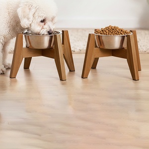 Support pour gamelle pour chien en bois d'acacia, 7 pouces de haut, lot de 2, support surélevé pour gamelle pour petits et moyens chiens, support en bois uniquement - Product Image 5