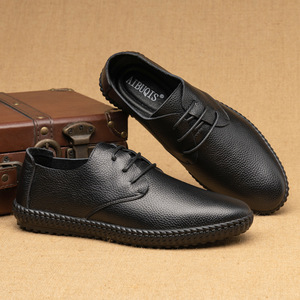 Chaussures décontractées pour hommes en cuir véritable à lacets, bout rond, semelle extérieure en caoutchouc, semelle intermédiaire en EVA, confortables pour toutes les saisons - Product Image 3
