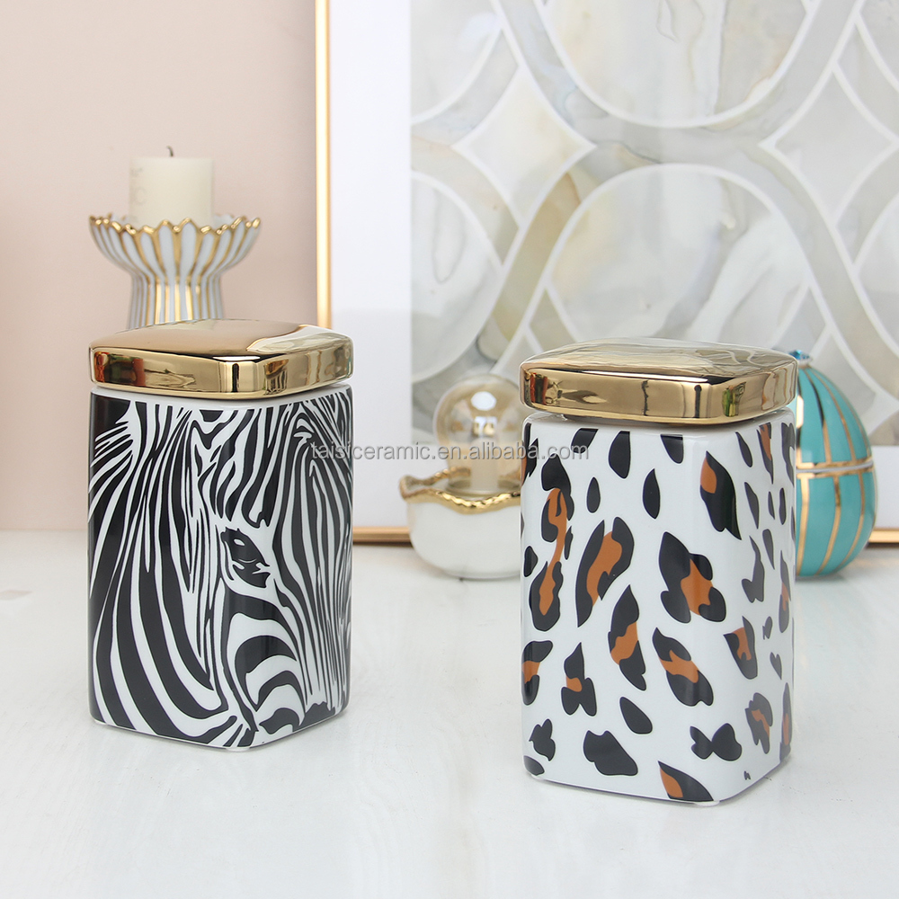 J093/J094 1000 ML LEOPARD Çay Kavanozu Gıda Saklama Kabı Seramik