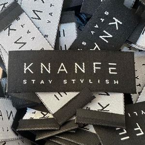 Étiquette tissée pliante personnalisée de qualité supérieure en damassé pour vêtements, à coudre, prix de gros - Product Image 3