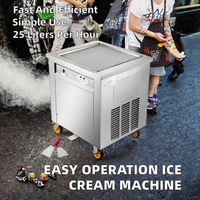 Nouvelle machine à glace roulée/à glace pilée/à glace frite à fonctionnement facile et haute efficacité, avec eau comme matière première, capacité de 25 L/h, 220 V 50 Hz