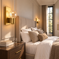 Applique Murale Globe en Verre Soufflé Luxe Moderne pour Salle de Bain Chambre Éclairage Décoratif Intérieur Hôtel Fournisseur d'Éclairage Domestique