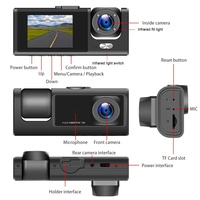 Promotion Exceptionnelle Dashcam 360 Triple Canal 1080P HD Enregistreur Vidéo Voiture avec 3 Lentilles Écran IPS Multi-langues Caméras Avant Arrière Intérieures