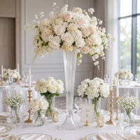 Vase à fleurs en verre côtelé transparent de luxe, vase décoratif moderne à cannelures pour la maison, les mariages, les hôtels, centre de table, vente en gros
