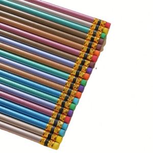 Wholesale Cheap Hb Pencil Students Standard Wooden Graphite <b>Eraser</b> With Metallic Paint for Schools and Children - Product Image 1