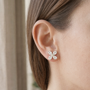 Pendientes de diamantes de platino para mujer, piedras de corte brillante solitario clásico, joyería fina para boda, compromiso, uso diario - Product Image 1