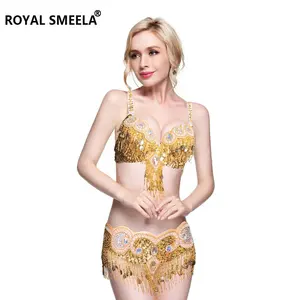 <span class=keywords><strong>Traje</strong></span> de Danza del Vientre con Pedrería Brillante, Hecho a Mano, Dorado y Plateado, Estilo <span class=keywords><strong>Bollywood</strong></span>, para Espectáculos de Danza en Bares y Escenarios - Product Image 1