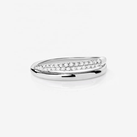 Bague à griffes pavées à double rangée en argent 925 bicolore, vente en gros de bijoux LOZRUNVE, personnalisable