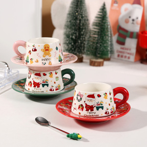 300ml Ins Creative Retro <span class=keywords><strong>Precio</strong></span> barato Navidad Cerámica Café Té <span class=keywords><strong>Tazas</strong></span> y platillos Set con cuchara - Product Image 6