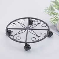 Support de plantes roulant rond en fer avec roulettes verrouillables, support de pot de fleurs de table, décoration moderne pour la maison