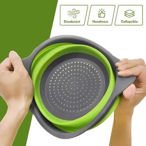 Colador de Fregadero de Cocina de Metal Grande y de Alta Calidad, Fácil de Guardar, Juego de 2 Piezas, Cesta Filtrante Plegable para Alimentos, Uso Doméstico - Product Image 4