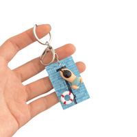 Porte-clés créatif en forme de planche de surf pour piscine, pendentif mignon de dessin animé pour fille et garçon, petit cadeau pour sac à dos