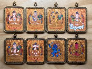 Feminity Thangka ตุ้มห้อยสำหรับการกำจัดความเกลียดชัง Tangka สีด้วยมือสีทองสิบสองราศี, พระพุทธรูป, จี้รถ - Product Image 2