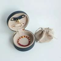 Boîte de rangement ronde en cuir PU avec fermeture éclair personnalisée pour bijoux, trousse de toilette végane, organiseur de maquillage, sac cosmétique portable – Vente en gros