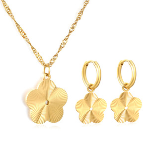 Conjunto de Joyería de Moda, Chapado en Oro de 18k, Pendientes con Colgante de Flor, para Mujer, para Fiestas, Aleación de Zinc - Product Image 4