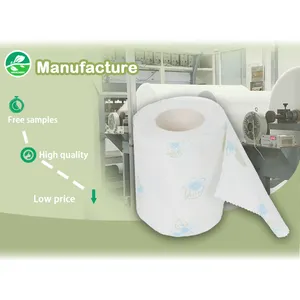 OEMプリント印刷トイレットティッシュペーパーでフラッシュ可能バルクあなたブランド最低価格で環境にやさしい