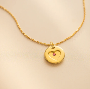 Collar con colgante doble de disco de moda mensaje secreto personalizado grabado en encanto corazón piedra natal collar de acero inoxidable - Product Image 2