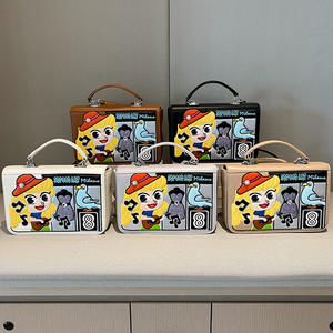 Bolso de hombro pequeño cuadrado de mano para mujer, estilo vintage, con bordado de parche geométrico y diseño de dibujos animados, para comercio exterior de nicho.94502 - Product Image 1