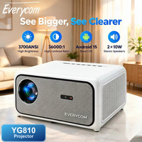 Projecteur Everycom YG810 3700 ANSI Lumens Full HD 1080P avec prise en charge du décodage 4K, 3+64 Go, HDR10+, Android 15.0, Smart TV, pour Home Cinéma
