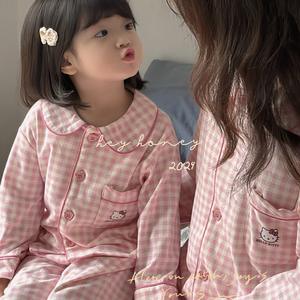 Nuevo Conjunto Familiar de 25 Piezas, Ropa de Dormir Infantil de Manga Larga, Algodón Puro, Cuello Camisero, <span class=keywords><strong>Pijama</strong></span> de Dibujos Animados de Dos Piezas, OEM para Mujer - Product Image 3