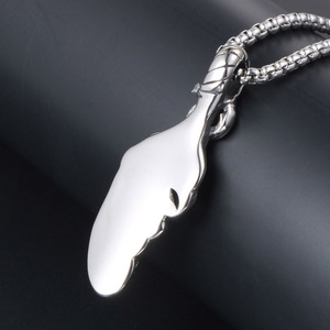 สร้อยคอจี้ขนนกสแตนเลสดีไซน์ทรงเรขาคณิตสำหรับผู้ชายและผู้หญิง SP548 - Product Image 4