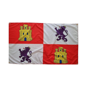 Drapeau de Castille et Léon (Castilla <span class=keywords><strong>Y</strong></span> Leon) renforcé avec 4 œillets, polyester résistant aux intempéries, 150 cm <span class=keywords><strong>x</strong></span> 90 cm, drapeau de balcon MateyCo - Product Image 1