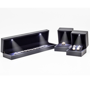 Bộ Hộp Trang Sức Led Màu Đen Theo Yêu Cầu Của Nhà Máy Hộp Nhẫn Vòng Cổ Hoa Tai Đồ Trang Sức Ngọc Bích Bán Buôn - Product Image 5