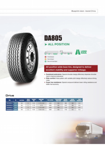 Neumático Radial AIRLAND DA805 425/65R22.5 Nuevo para Camión Pesado, Base Ancha, TBR, Sin Cámara, Todas las Posiciones, Larga Distancia, Regional, 20PR, Índice de Carga 164 - Product Image 2
