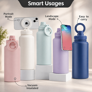 OEM 32oz Stainless Steel Wide Mouth Vacuum Flask 1000ml Magnetic Lid Camping Gym Sport <b>Double</b> <b>Wall</b> Reusable Ceramic Inner - Product Image 2