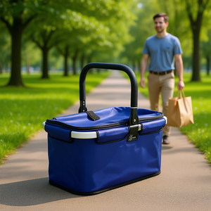 Genius Shopping Basket Falko Medium Size <b>Collapsible</b> <b>Storage</b> Basket For Grocery And Outdoor Use - Product Image 3