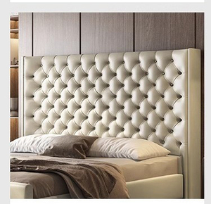 Роскошная мебель для спальни, кожаное высокое изголовье, двуспальная кровать размера «<span class=keywords><strong>king</strong></span>-Size», современный простой каркас кровати размера «Queen-Size» для домашнего отеля - Product Image 6