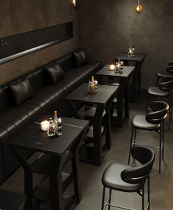 Proyecto de Muebles de Bar Comerciales a Medida: Conjunto de Asientos Seccionales Acanalados de Alta Gama y Mesa de Bar Escalonada - Product Image 4